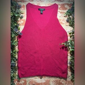 Ralph Lauren V-Neck Sleeveless Sweater - Magenta